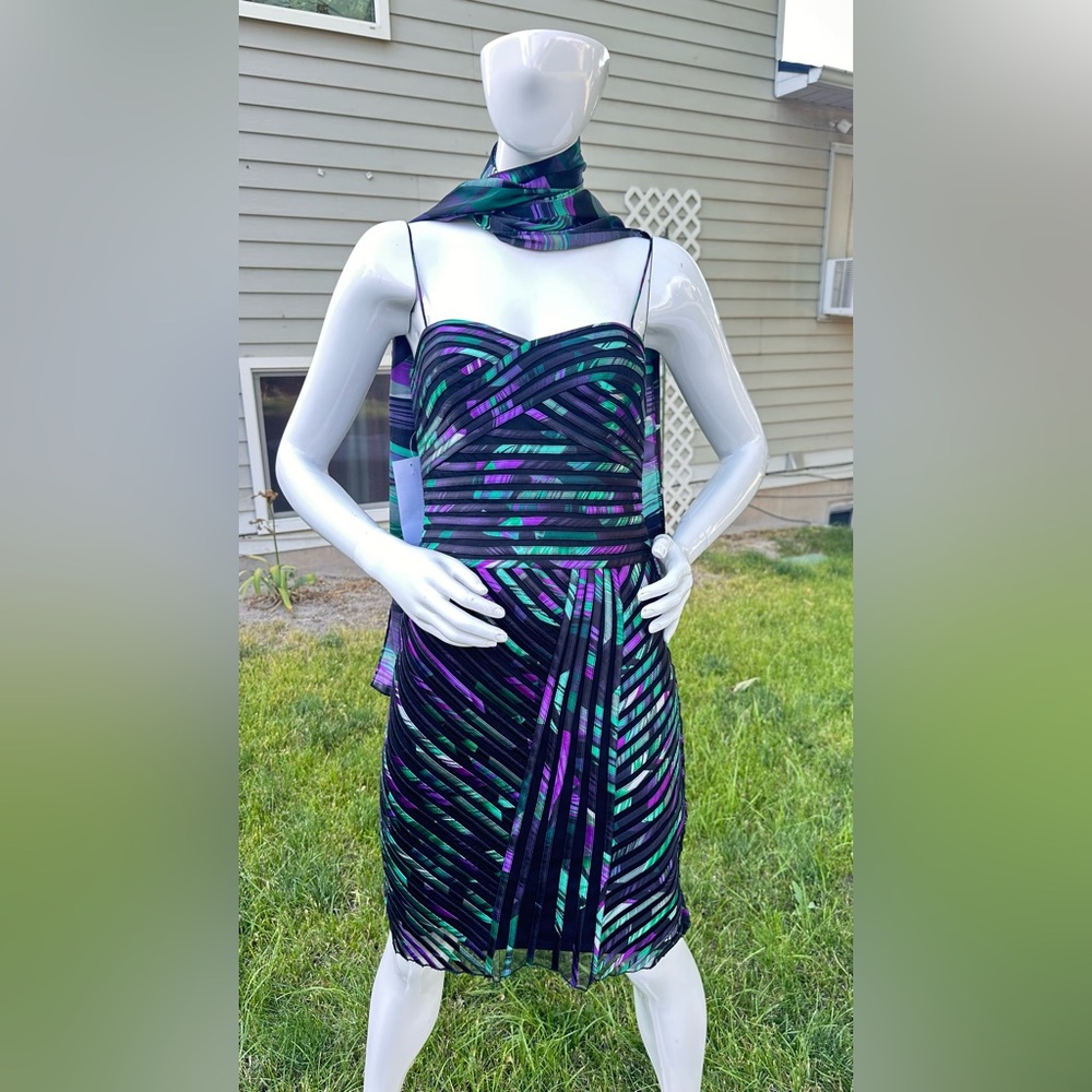 Cache Blue and Purple Strapless Sundress for Prom